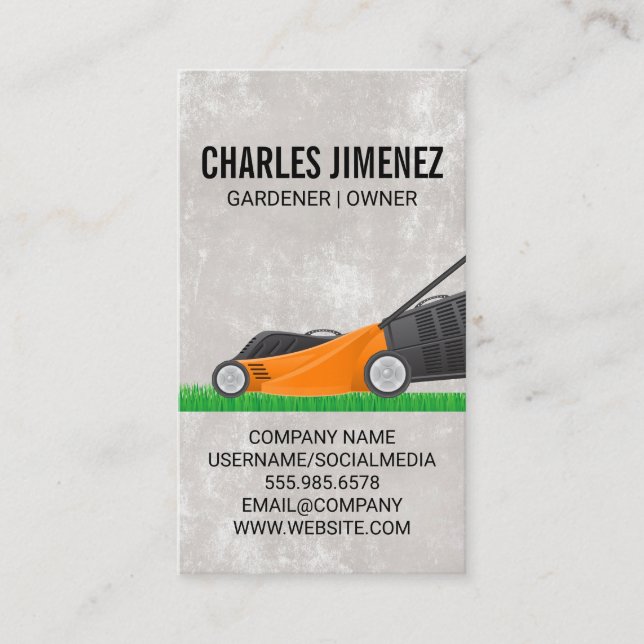 Carte De Visite Tailler de gazon coupant l'herbe (Devant)