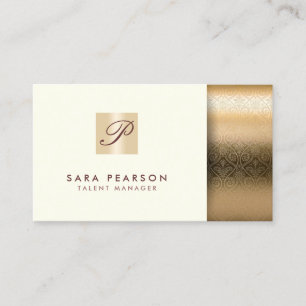 Carte De Visite Talent Manager Entertainement Gold Monogram Damask