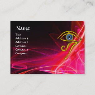 CARTE DE VISITE TALISMAN BLEUE, FUCHSIA ROUGE BLANC VAGUES CLAIRES