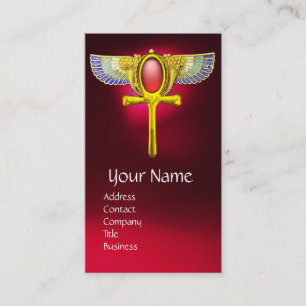 CARTE DE VISITE TALISMAN ROUGE / EGYPTIEN FEU ANKH AVEC CORNUCOPIE