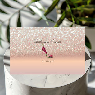 Carte De Visite Talons hauts à paillettes Bokeh or rose Moderne Él