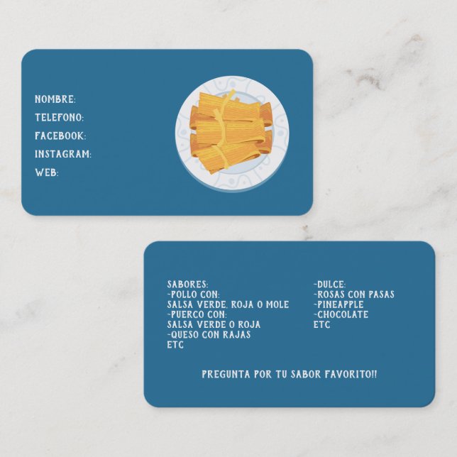 Carte De Visite Tamales (Devant / Derrière)