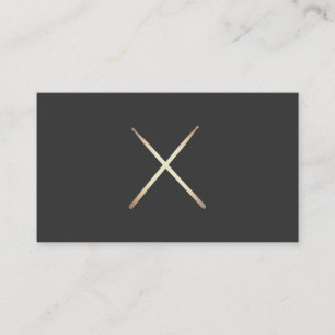Carte De Visite Tambons minimalistes Gold Drummer Noir