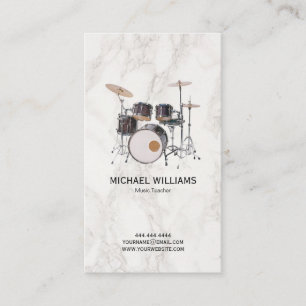 Carte De Visite Tambours professeur de musique   Batteur élégant