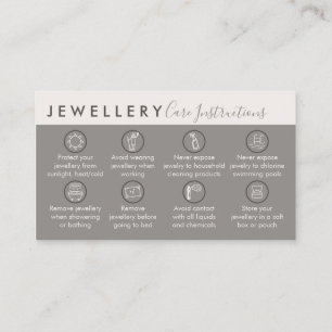 Carte De Visite Tan Cream Beige Jewelry Instructions pour l'entret
