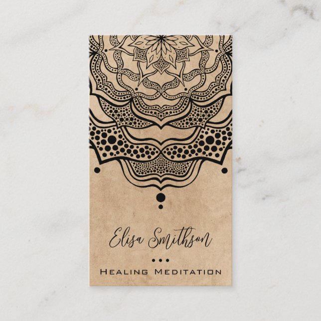 Carte De Visite Tan Mandala Yoga Reiki Guérison Méditation Naturel (Devant)