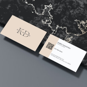 Carte De Visite Tan moderne et Monogramme blanc professionnel