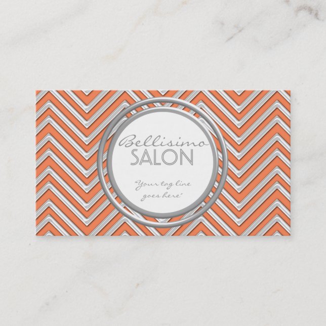 Carte De Visite Tangerine - Chevron Motif Moderne Stripe Zig Zag (Devant)