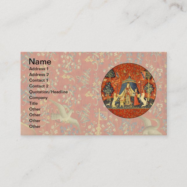 Carte De Visite Tapisseries Unicorne Lady Legend Médiéval (Devant)