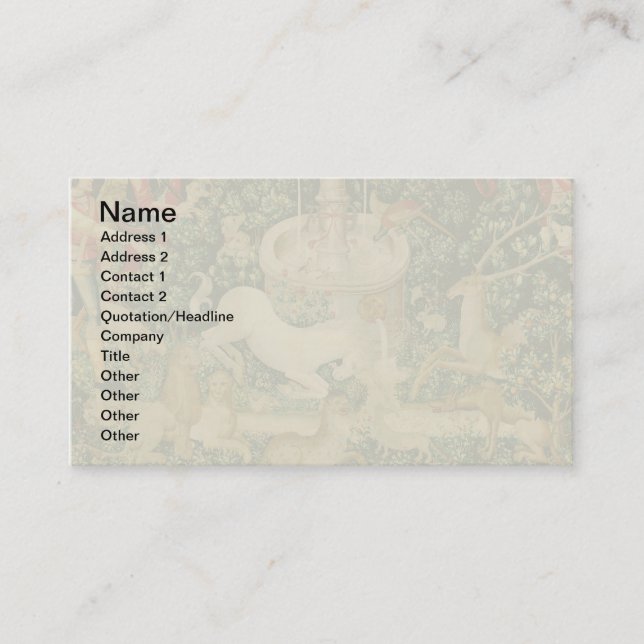 Carte De Visite Tapisseries Unicorne Trouvé Légende Mythique (Devant)