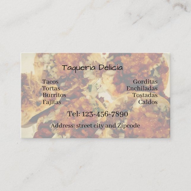 Carte De Visite taqueria / restaurant editable card  (Devant)