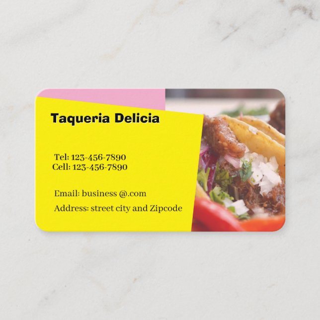 Carte De Visite Taqueria / restaurant editable card  (Devant)