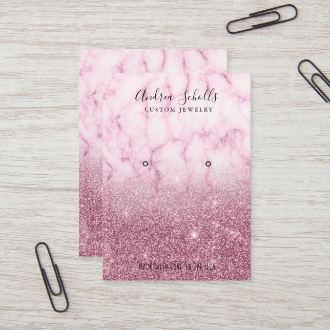 Carte De Visite Tarjeta De Visita  Elegant Gold Glitter Marble Mod (Devant/Arrière en situation)