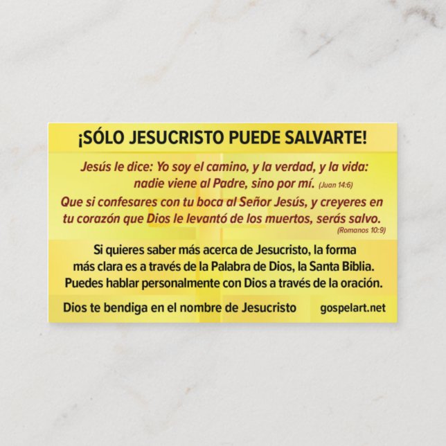 Carte De Visite Tarjeta del Evangelio - Español RVR 1909 (Dos)