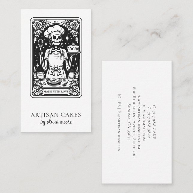 Carte De Visite Tarot Baker Pastry Chef (Devant / Derrière)