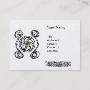 CARTE DE VISITE TAROT BLACK CELTIQUE BLANC DRAWER GRAY GEM MONOGRA
