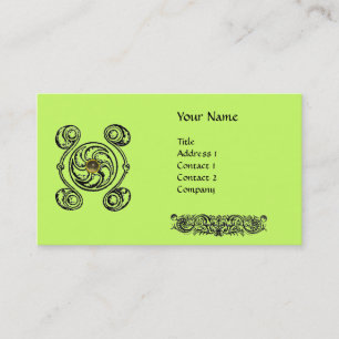 Carte De Visite TAROT Black Green Celtique Dessin Gemstone Monogra