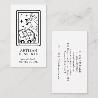 Carte De Visite Tarot Black White Artisan Baker Dessert Caterer