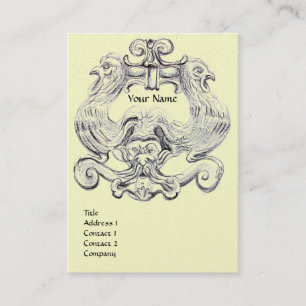 Carte De Visite TAROT BLACK WHITE GROTESQUE DRAWING MONOGRAM Crème