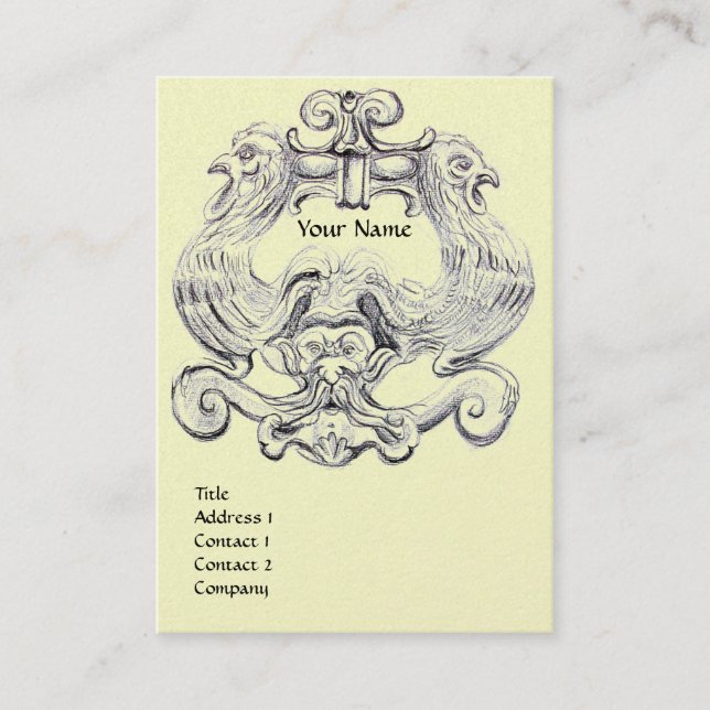 Carte De Visite TAROT BLACK WHITE GROTESQUE DRAWING MONOGRAM Crème (Devant)