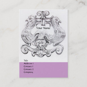 Carte De Visite TAROT BLACK WHITE GROTESQUE DRAWING MONOGRAM Lilac