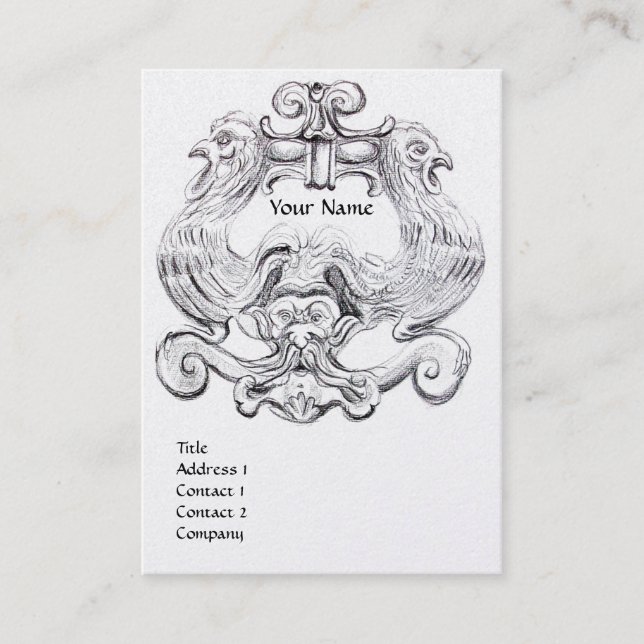 Carte De Visite TAROT BLACK WHITE GROTESQUE DRAWING MONOGRAM Pearl (Devant)