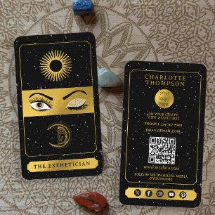 Carte De Visite Tarot céleste peintre maquillage Lune Soleil Noir 