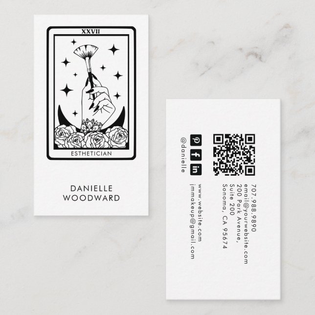 Carte De Visite Tarot Esthetician Branding QR Code (Devant / Derrière)