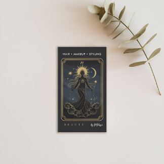 Carte De Visite Tarot Lune déesse d'eau moderne Elégant or noir