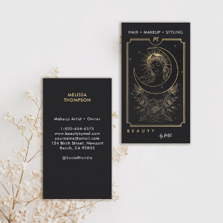 Carte De Visite Tarot Moon déesse Roses Moderne Elegant Black Gold