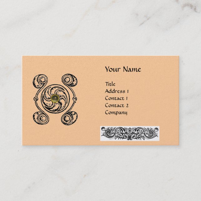 Carte De Visite TAROT noir rose Celtique dessin Gemstone Monogramm (Devant)