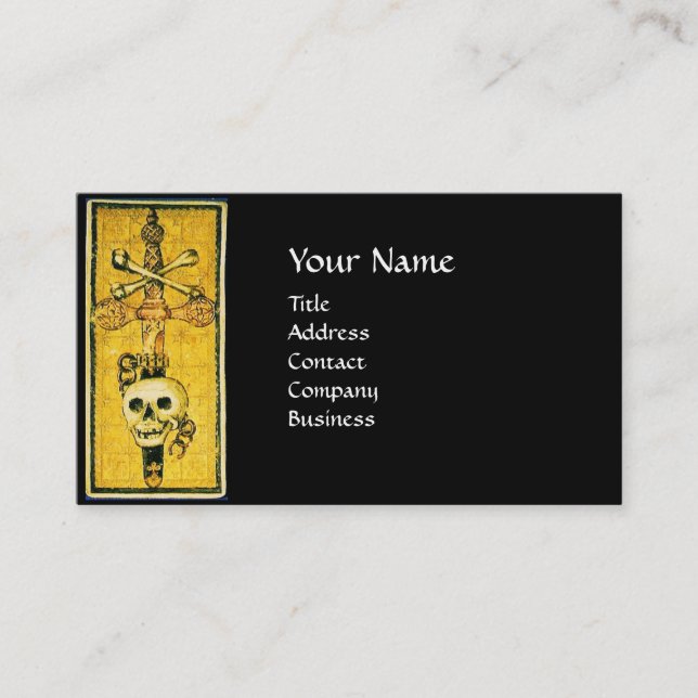 Carte De Visite TAROTS DE RENAISSANCE ANTIQUE, ACE D'ÉPÈRES Noir (Devant)
