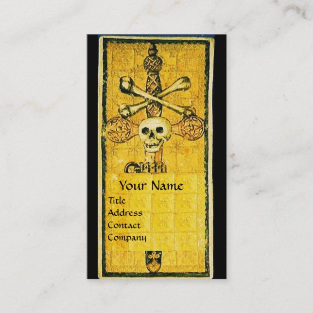 Carte De Visite TAROTS DE RENAISSANCE ANTIQUE, ACE D'ÉPRES Jaune (Devant)