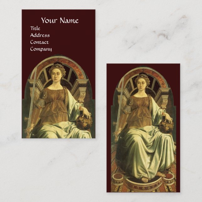 CARTE DE VISITE TAROTS DE RENAISSANCE ANTIQUE / JUSTICE (Devant / Derrière)