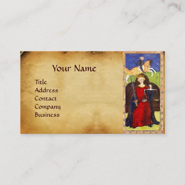 CARTE DE VISITE TAROTS DE RENAISSANCE ANTIQUE, PARC DE JUSTICE (Devant)