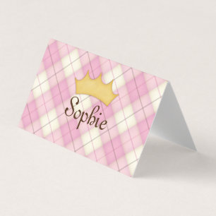 Carte De Visite Tartan à carreaux roses personnalisé journée de je