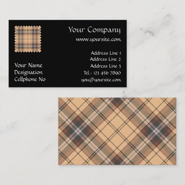Carte De Visite Tartan beige et Brown (Devant / Derrière)