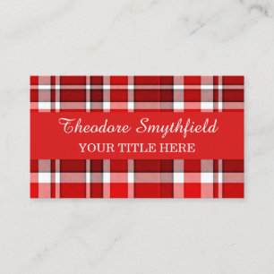 Carte De Visite Tartan blanc rouge de plaid