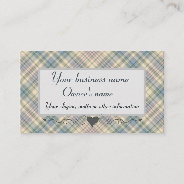 Carte De Visite Tartan bleu confit (Devant)