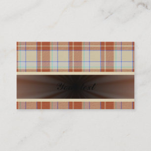 Carte De Visite Tartan Brown d'orange avec le ruban