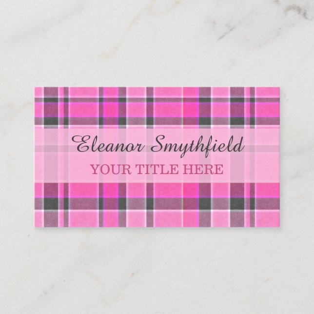 Carte De Visite Tartan gris rose de plaid (Devant)