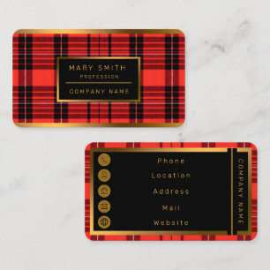 Carte De Visite Tartan Plaid Rouge traditionnel Collection moderne