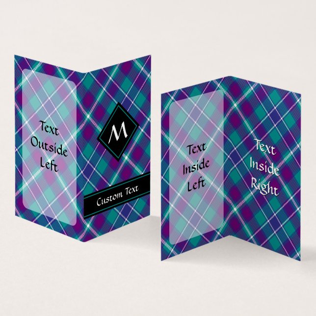 Carte De Visite Tartan vert de mer, violet et bleu (Intérieur et extérieur)