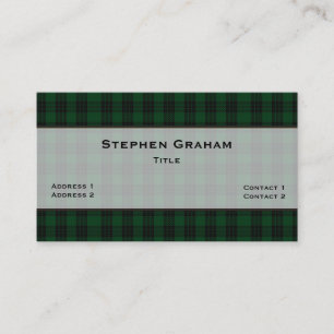 Carte De Visite Tartan vert et noir Graham Tartan Plaid personnali