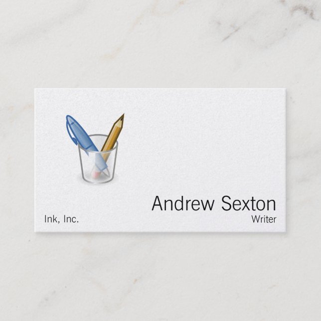 Carte De Visite Tasse de crayon de stylo d'auteur (Devant)