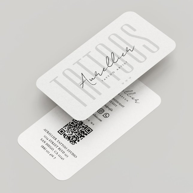 Carte De Visite Tatouage Artiste Blanc Gris Tatouages Tatouage Mod (Tattoo Artist White Grey Tattoos Tattooist Modern Business Card
)