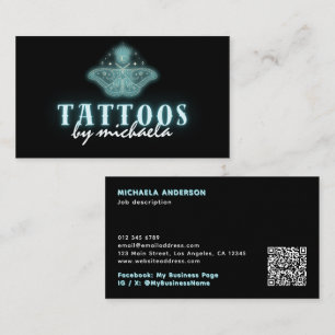 Carte De Visite Tatouage Artiste Néon Mystique Céleste Moth
