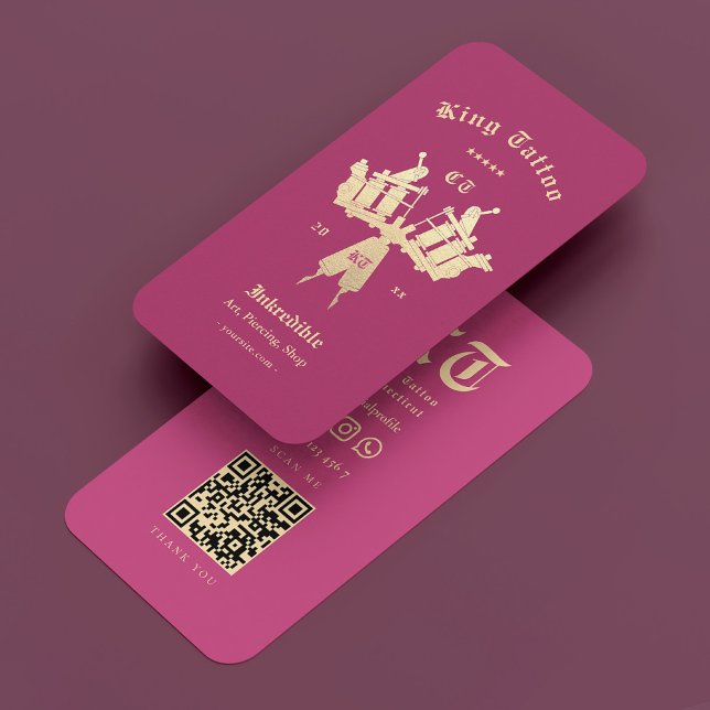 Carte De Visite Tatouage Artiste Tatouage Monogramme rose moderne (Tattoo Artist Tattooist Monogram Pink Modern Business Card
)