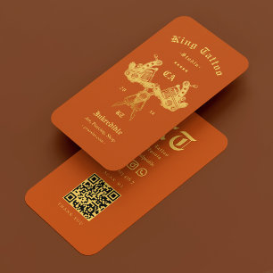 Carte De Visite Tatouage Artiste Tatouage Orange Moderne