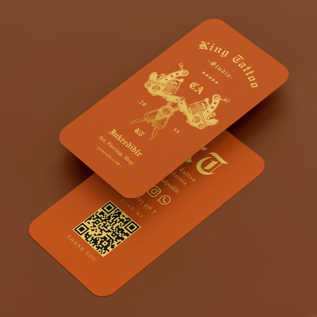 Carte De Visite Tatouage Artiste Tatouage Orange Moderne (Tattoo Artist Tattooist Orange Modern Business Card
)